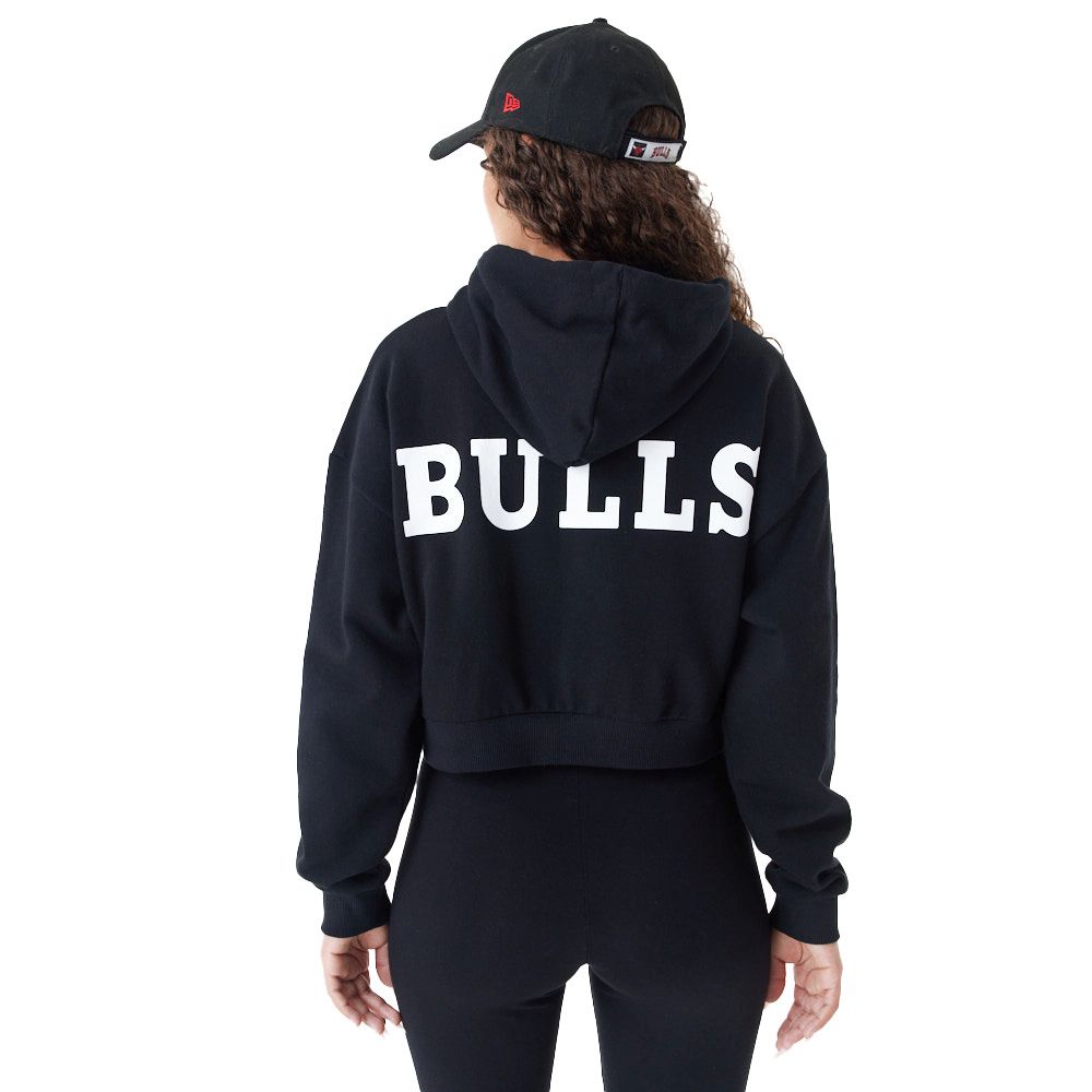 New Era Ladies Crop Fleece Hoody Chicago Bulls schwarz