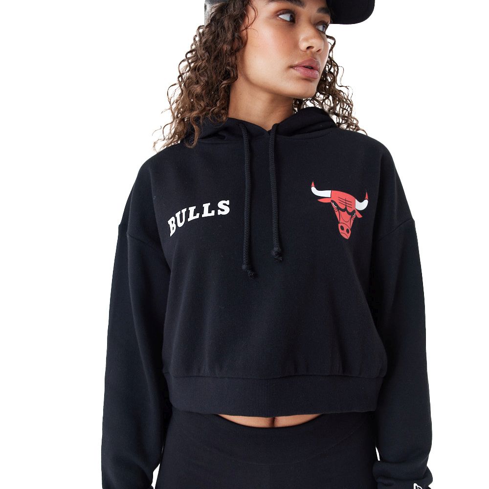 New Era Ladies Crop Fleece Hoody Chicago Bulls schwarz