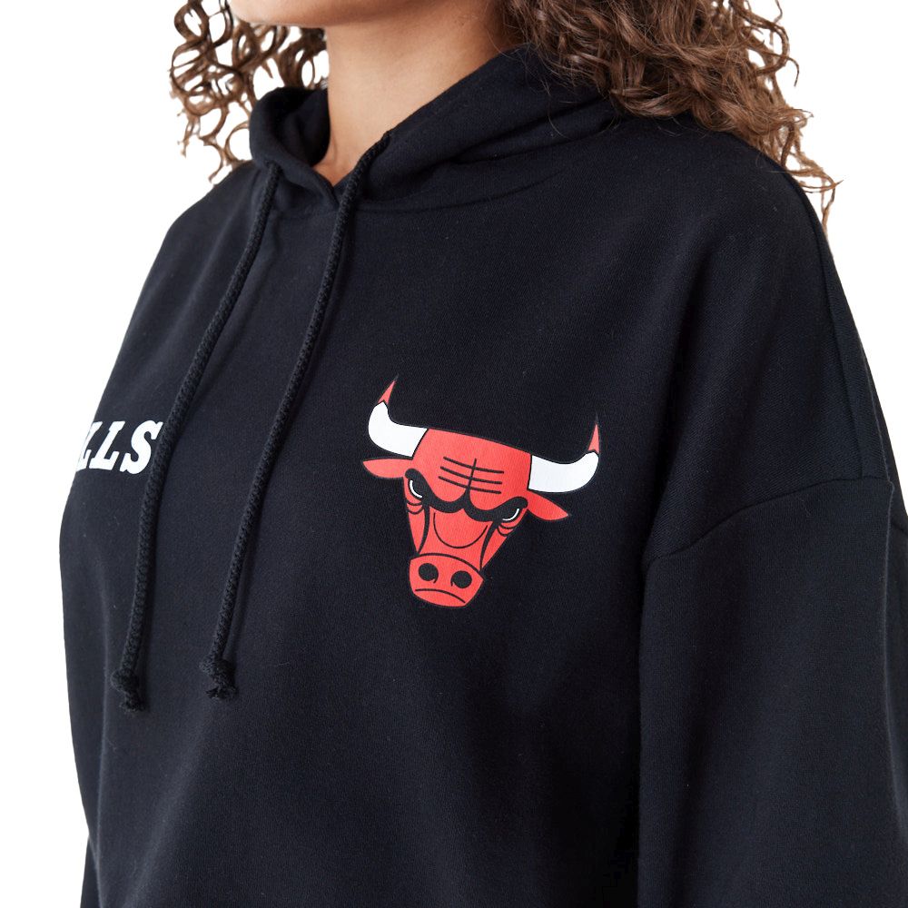 New Era Ladies Crop Fleece Hoody Chicago Bulls schwarz