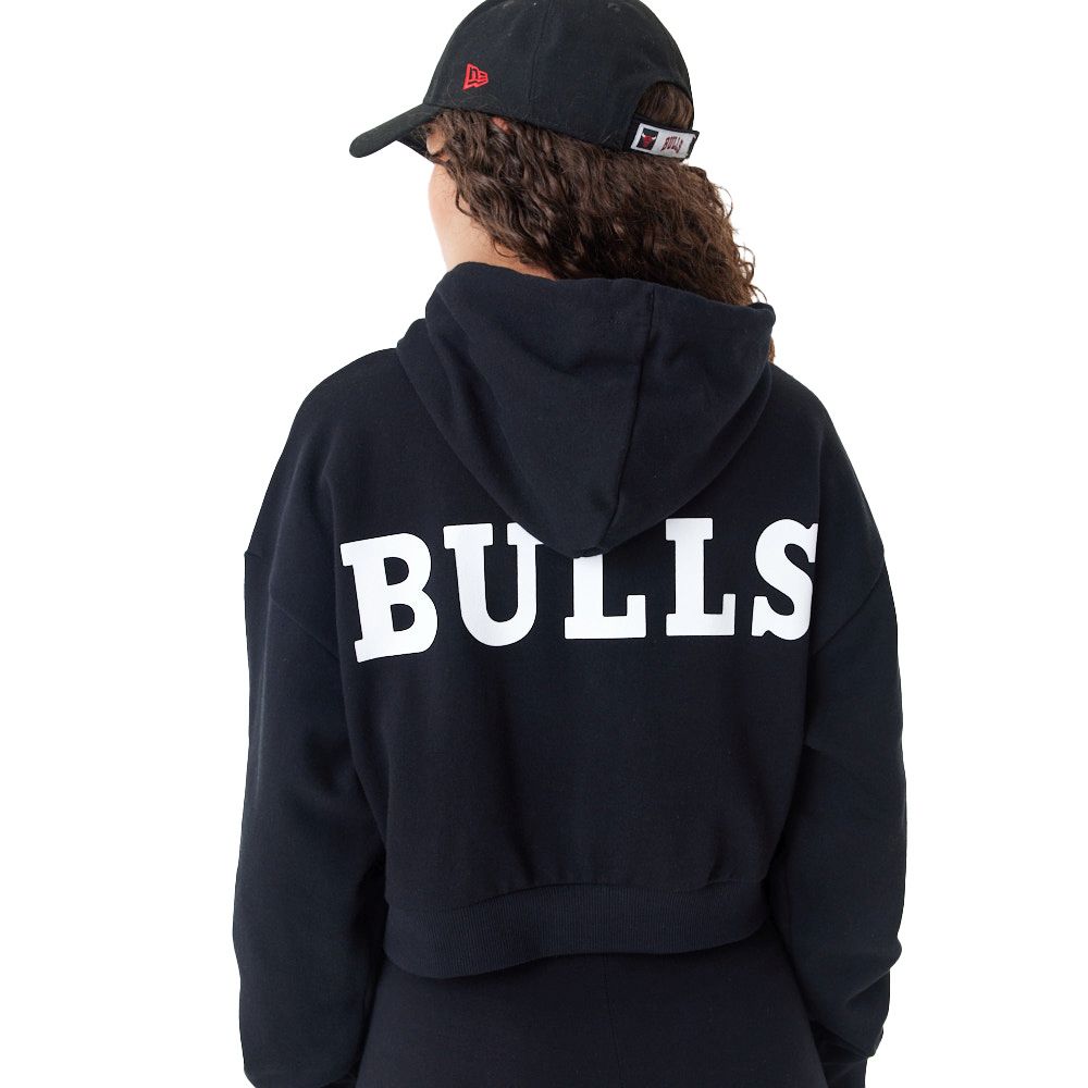 New Era Ladies Crop Fleece Hoody Chicago Bulls schwarz